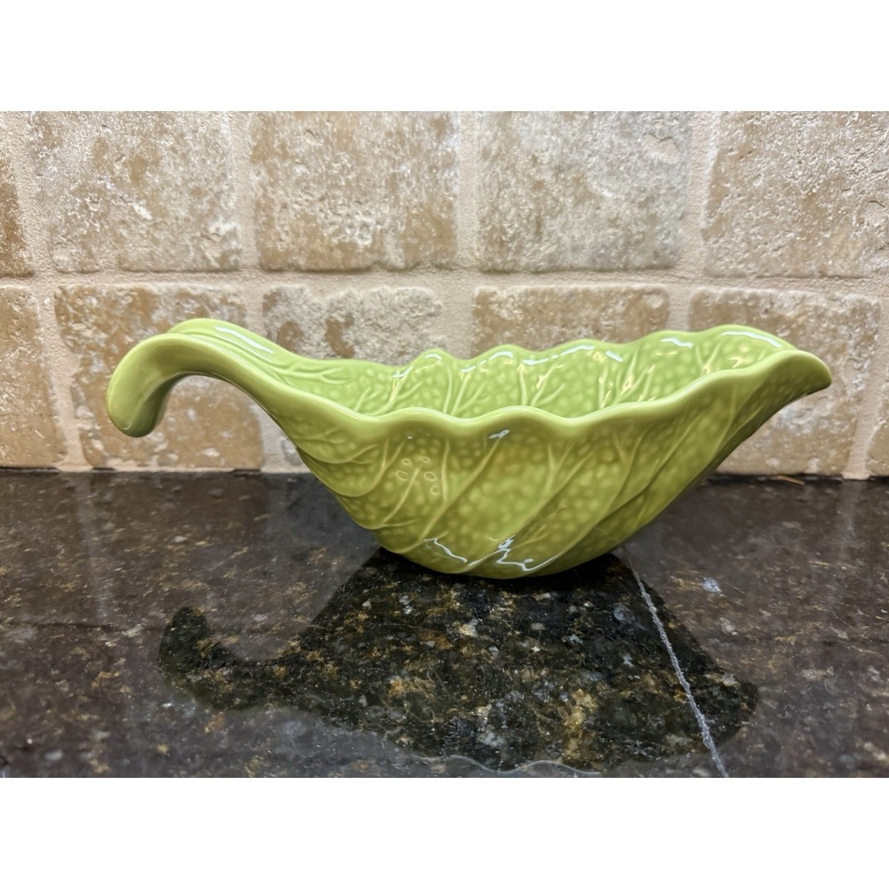 NEW John Derian for Target Stoneware Green Cabbage Leaf Gravy Boat